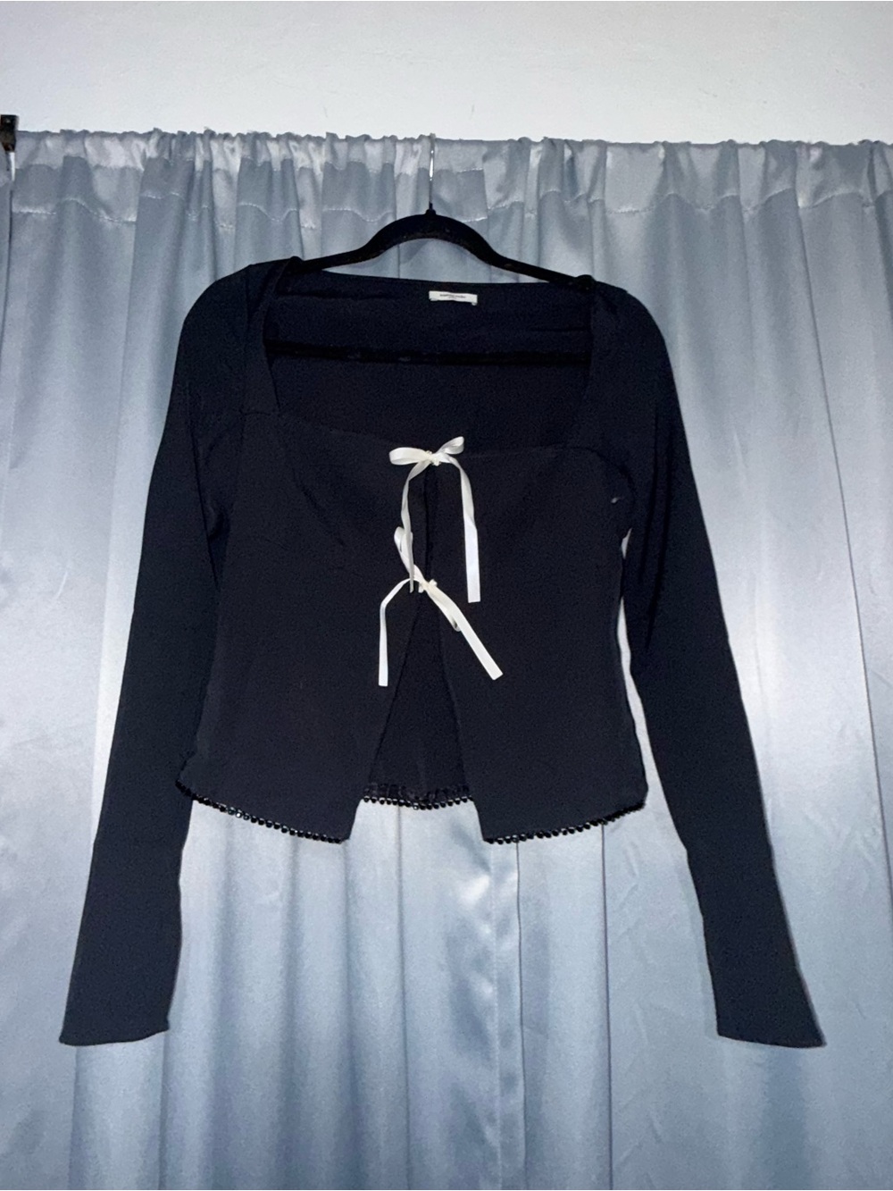 Mistress Rock Black Tie-Front Square Neck Top